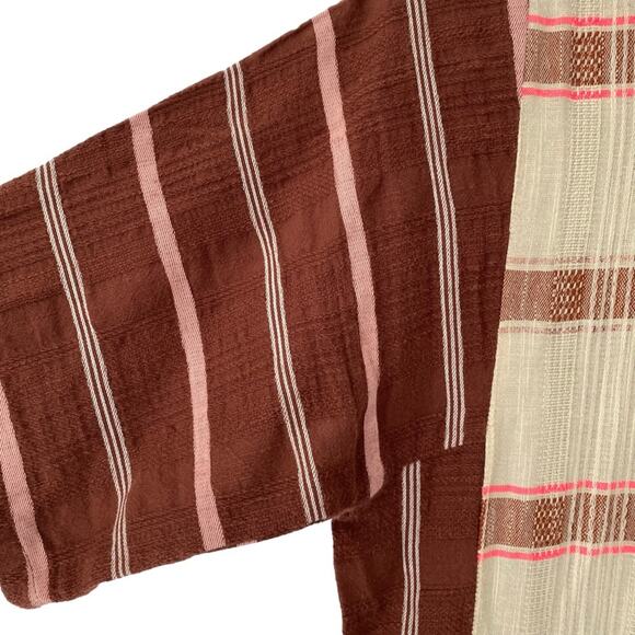 Ace & Jig Brown Cream Pink Stripe Dress with Metallic Accent size small pockets - Picture 4 of 8